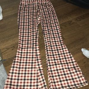 Plaid bootcut leggings